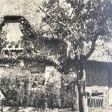 Georges lefebvre, old cottage, black and white photo, circa 1930. signed in ink