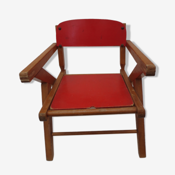 Fauteuil vintage pour enfant en bois clair