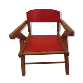 Fauteuil vintage pour enfant en bois clair