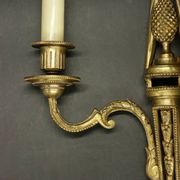 Pair of large wall sconces with bow in Louis XVI style from the 19th century - bronze