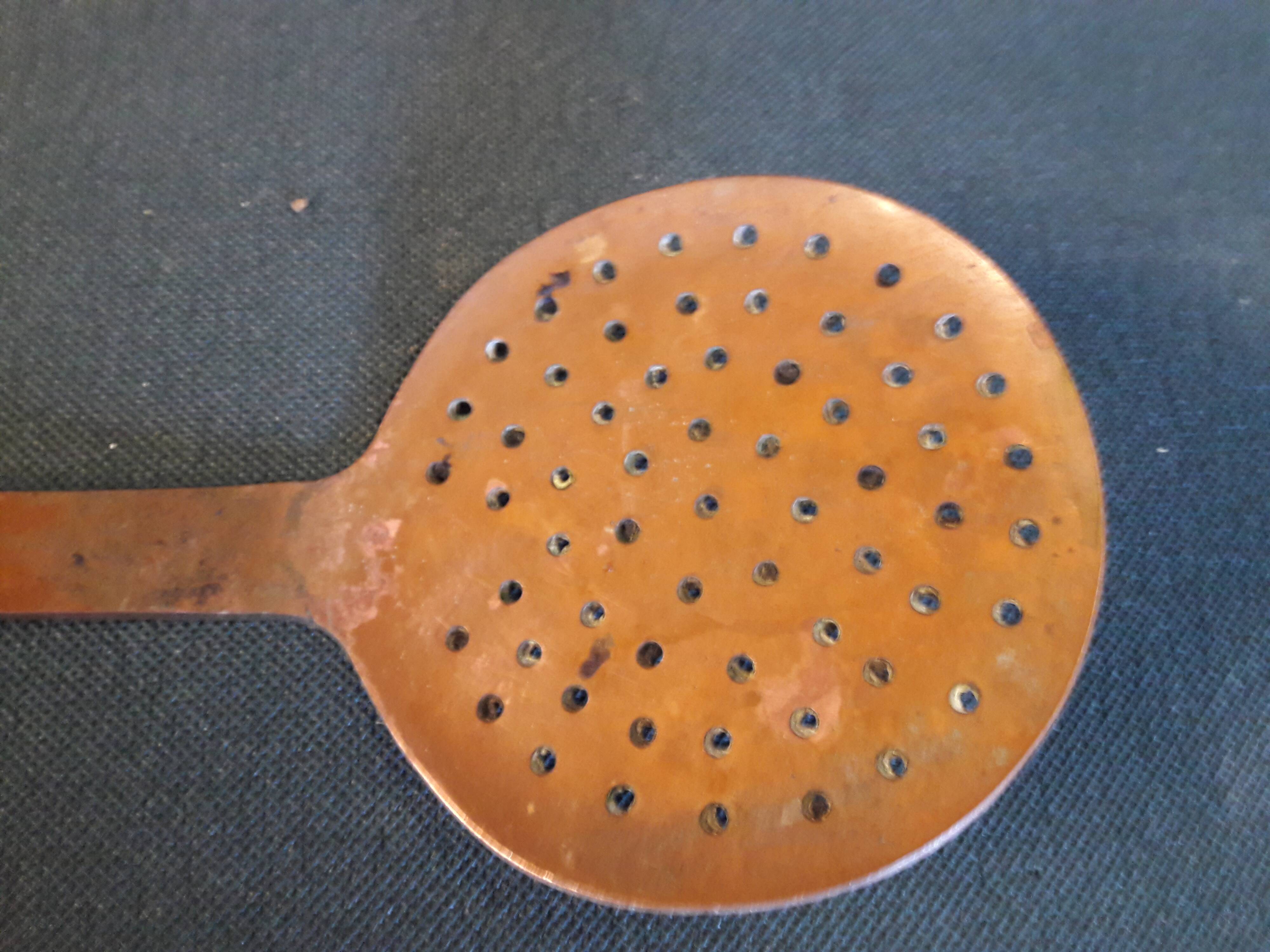 Set of a copper ladle and skimmer.