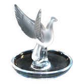 Lalique ashtray dish bird dove in frosted crystal and signed