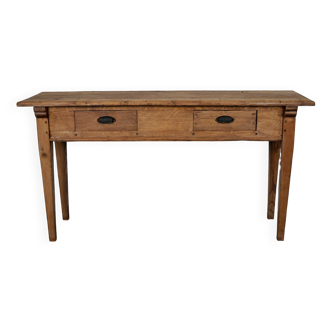 Vintage french rustic farmhouse oak side table, 1950s