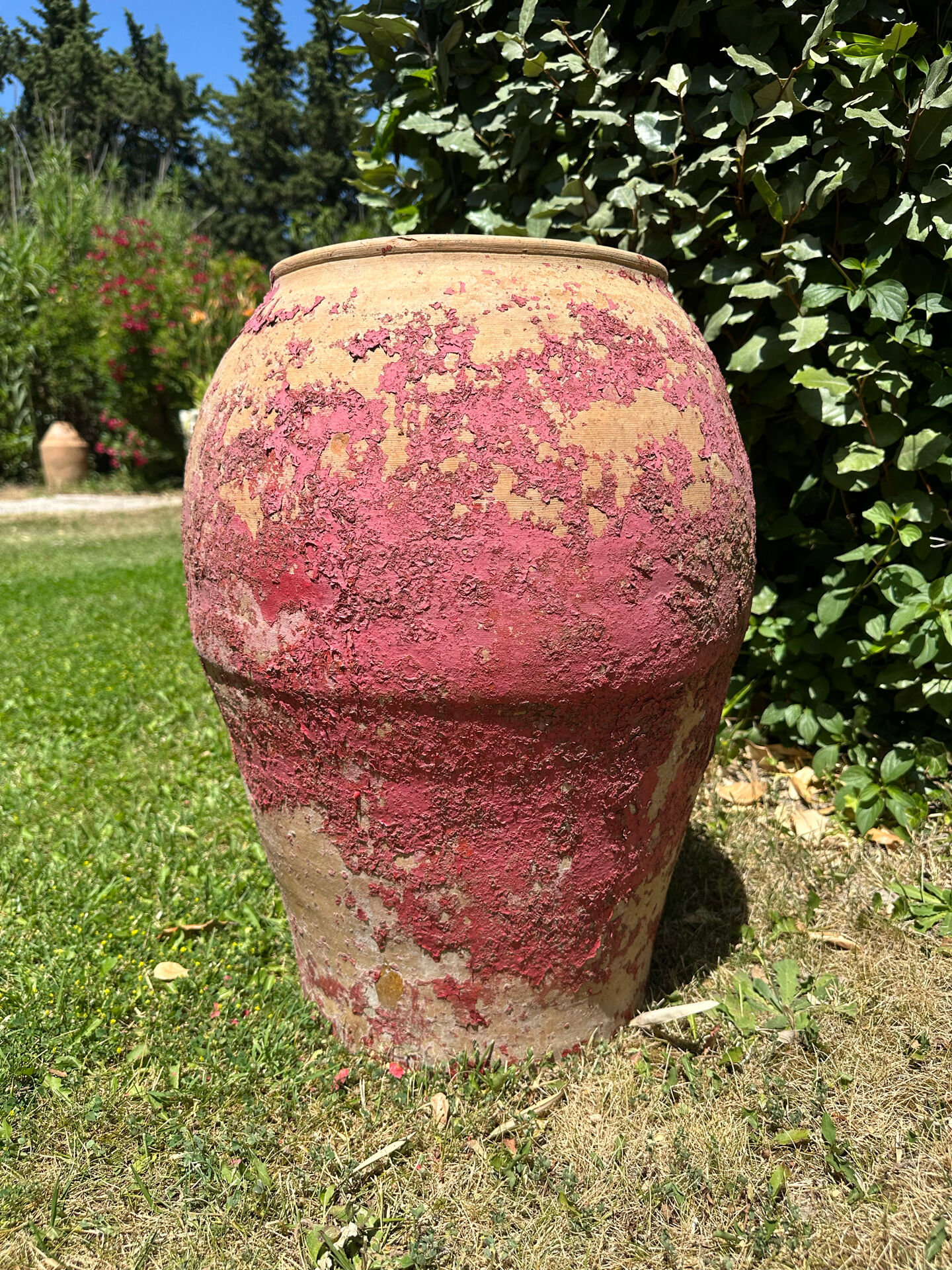 Ancient terracotta pottery jar from the 19th century.