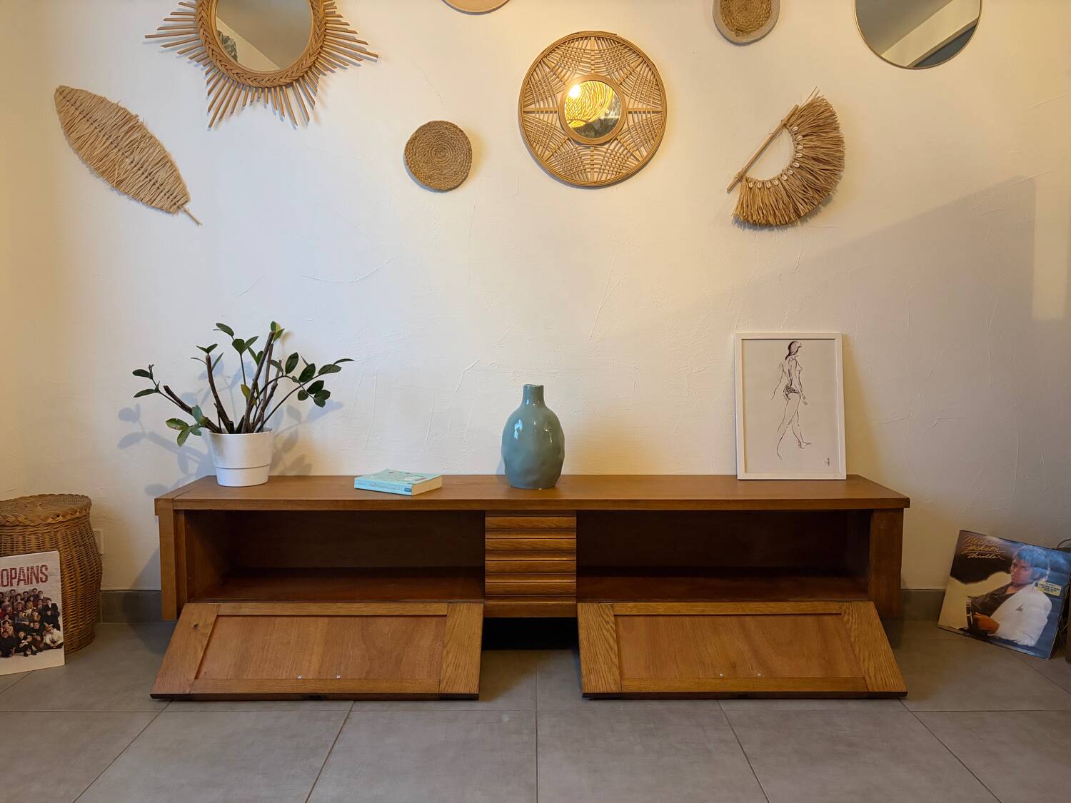 Enfilade basse vintage en chêne