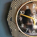 Vintage clock silent wall clock 60s "Golden Black Electric Japy"