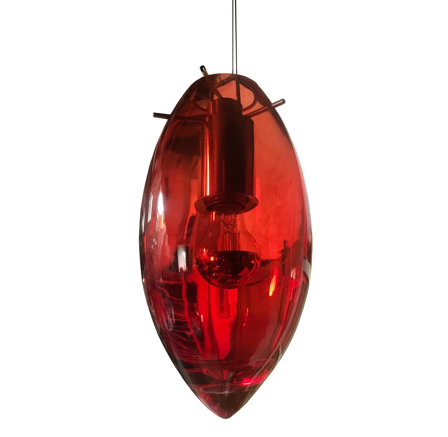 Vintage Pendant Lamp • Goccia di Sangue • Artisanal Glass • Murano • 1980