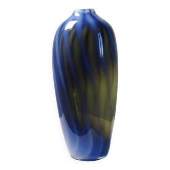 Vase vintage verre fumé doublé d'opaline bulle de savon Murano