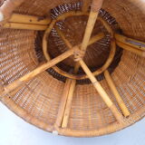 Mushroom table in rattan and glass