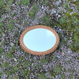 Miroir ovale vintage en osier