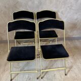 4 velvet and brass chairs