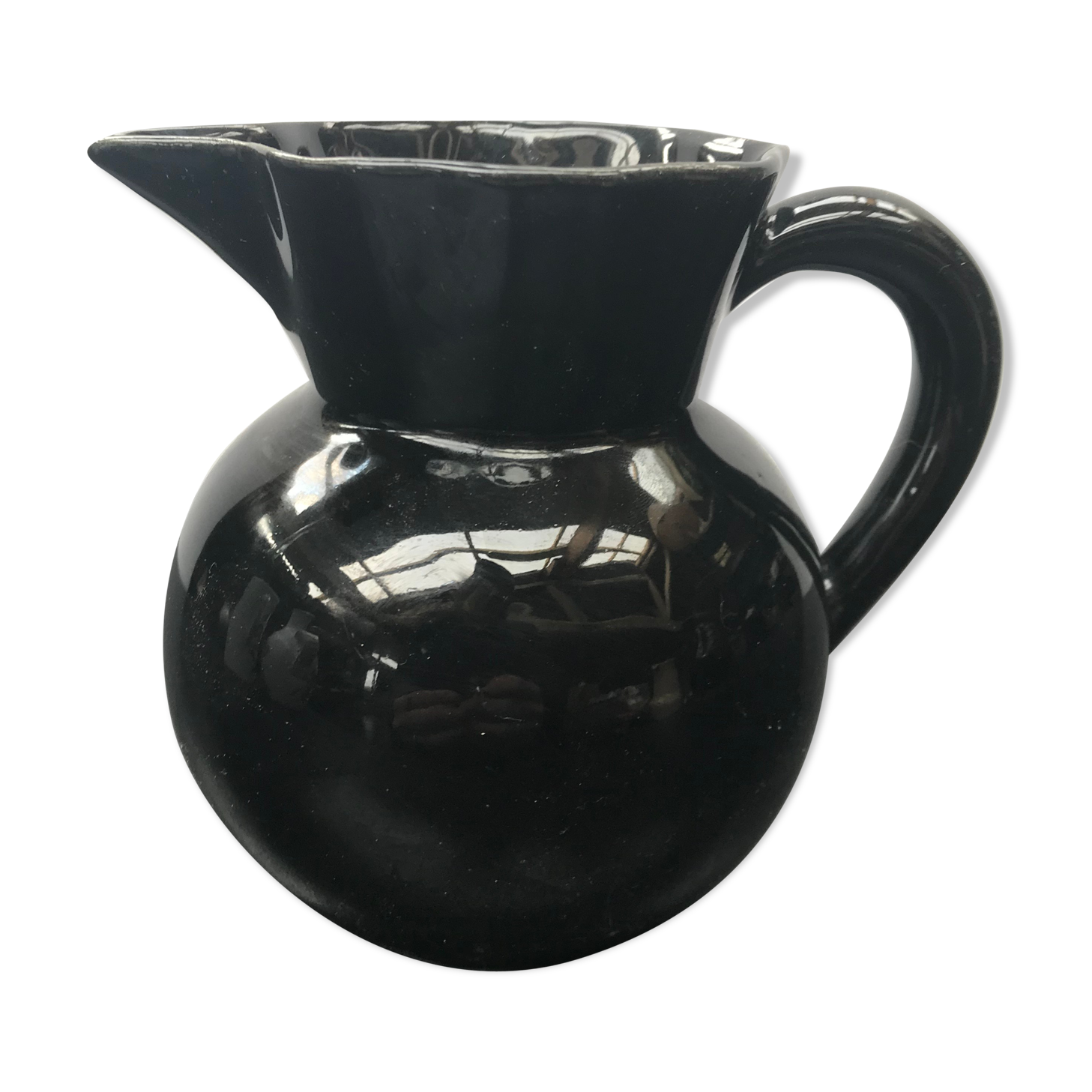 Former black ceramics pitcher vintage 70s