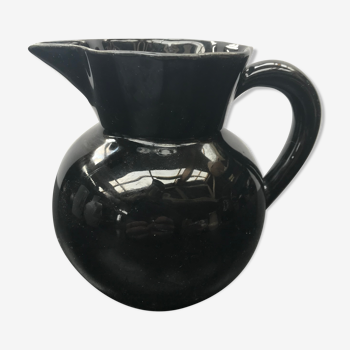 Former black ceramics pitcher vintage 70s