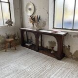 Oak console with white marble top 1970