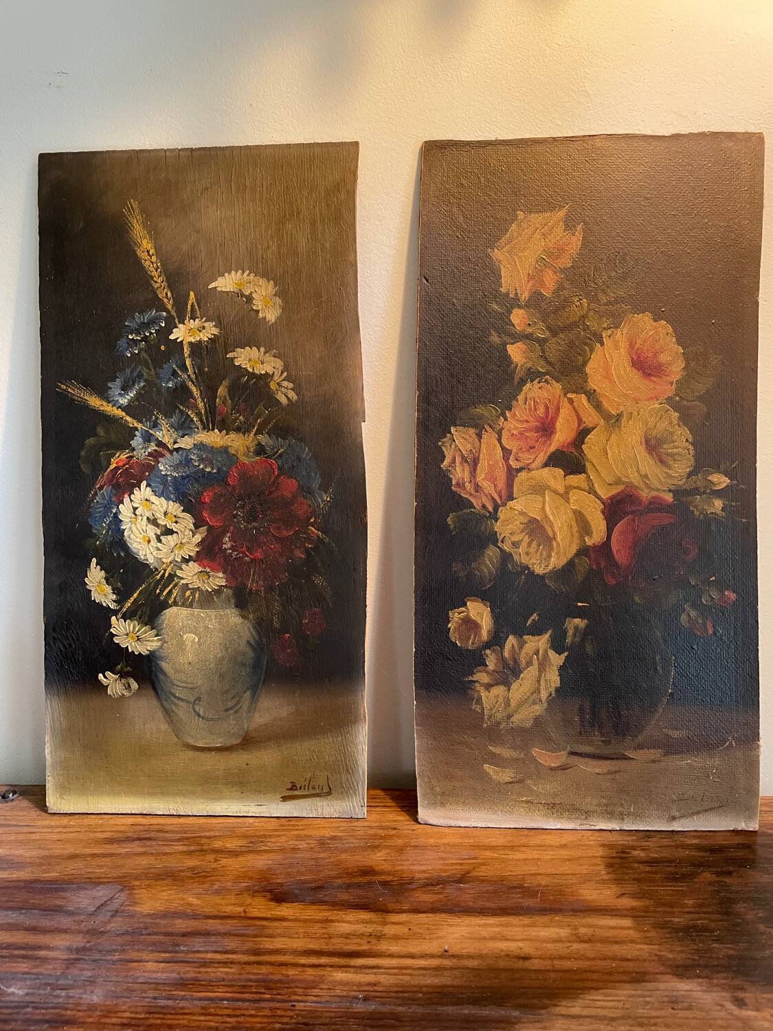 Two oil paintings on panels