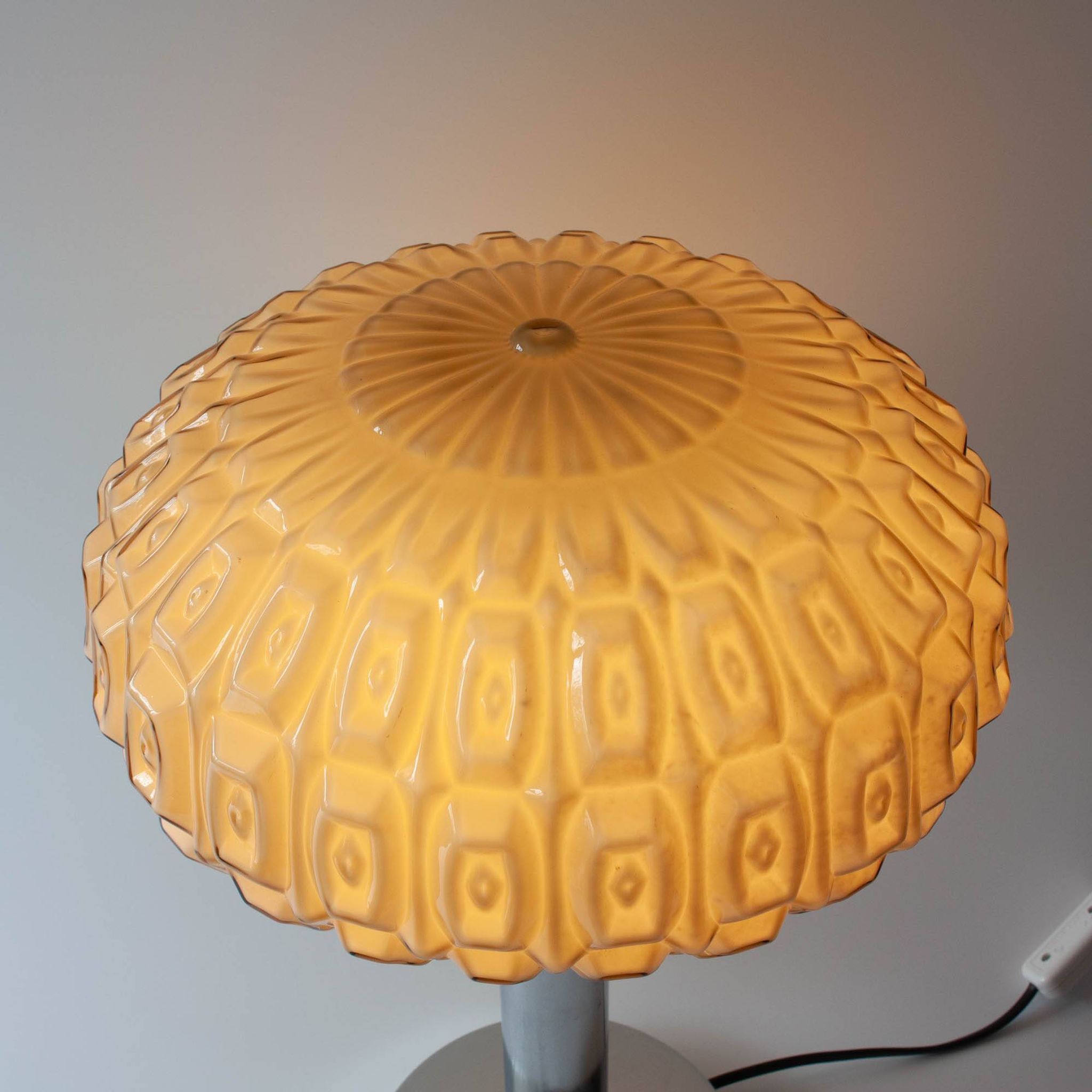1940s Portuguese Art Deco Table Lamp with Gray Opaline Shade