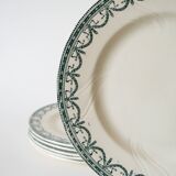 Set of 6 flat plates in Terre de Fer Salins, "Guirlandes" model