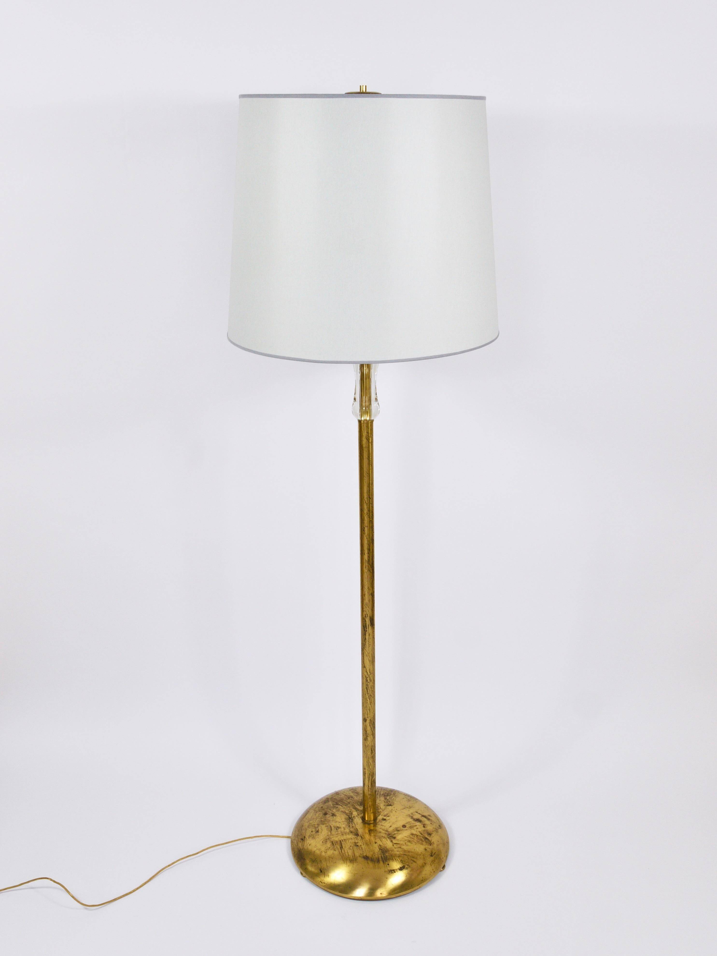 Bakalowits floor lamp from Vienna in solid brass with a glass handle, Austria, 1950s.
