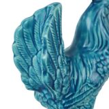 Vintage Chinese Glazed Ceramic Turquoise Rooster Chicken Statue Sculpture