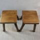 Pair of solid wood stools, carved legs