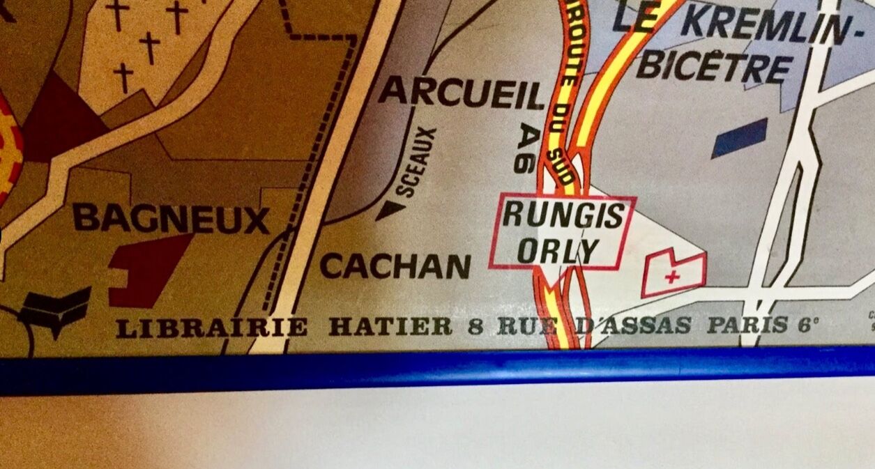 Large map of Paris years 70