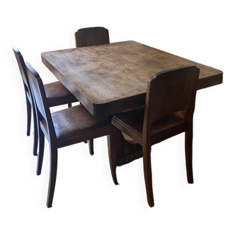 Wooden table with extension and 6 chairs
