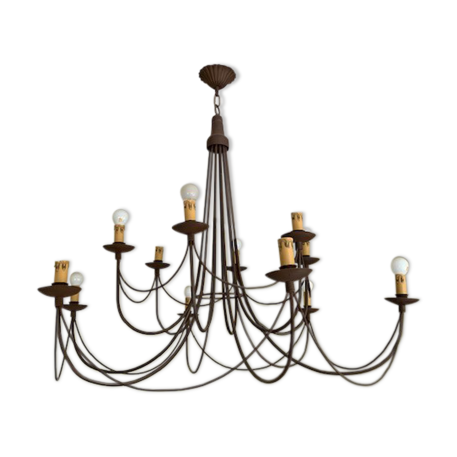 Lustre fer forgé avec 12 ampoules