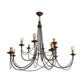 Lustre fer forgé avec 12 ampoules