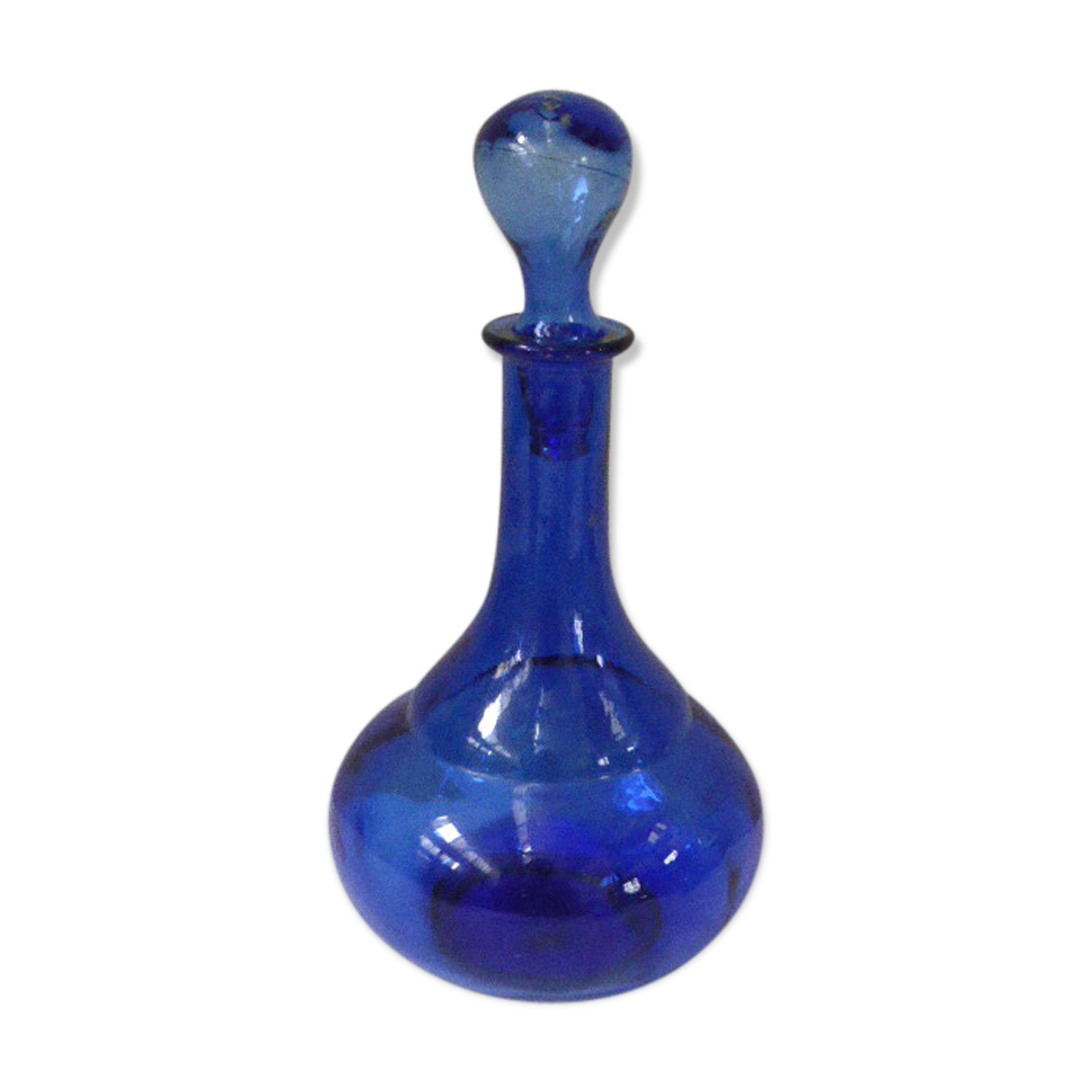 Vintage blue glass carafe