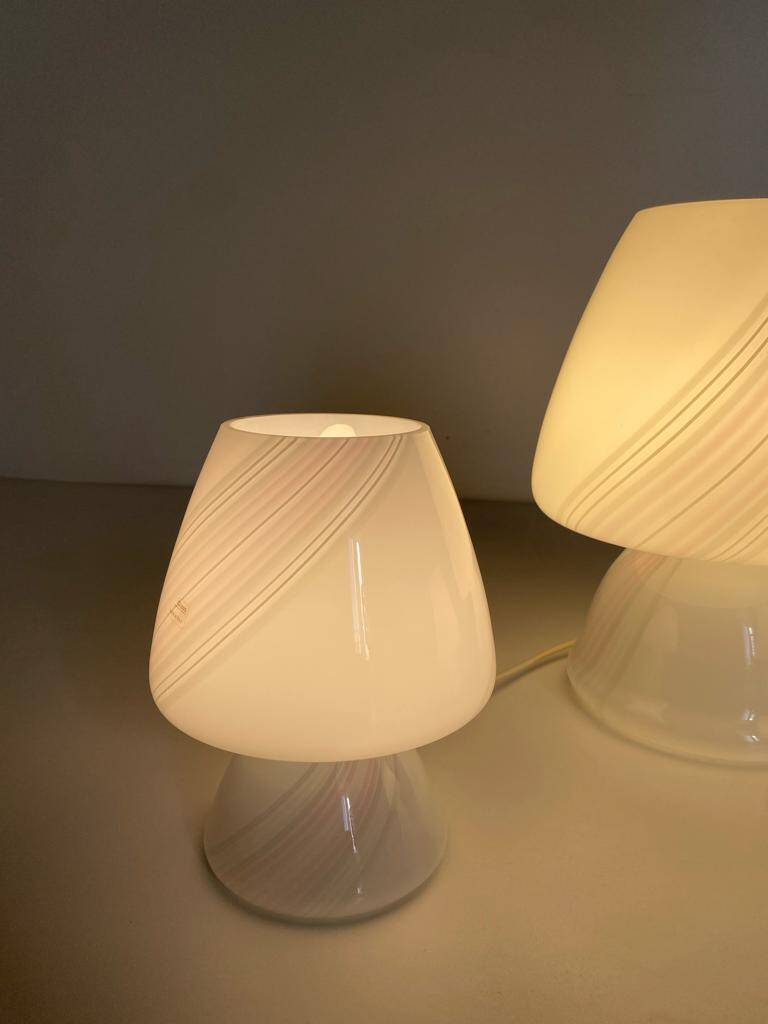 Vintage Murano mushroom table lamps, set of three, Maestri Muranesi, Italy 1970s