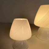 Vintage Murano mushroom table lamps, set of three, Maestri Muranesi, Italy 1970s