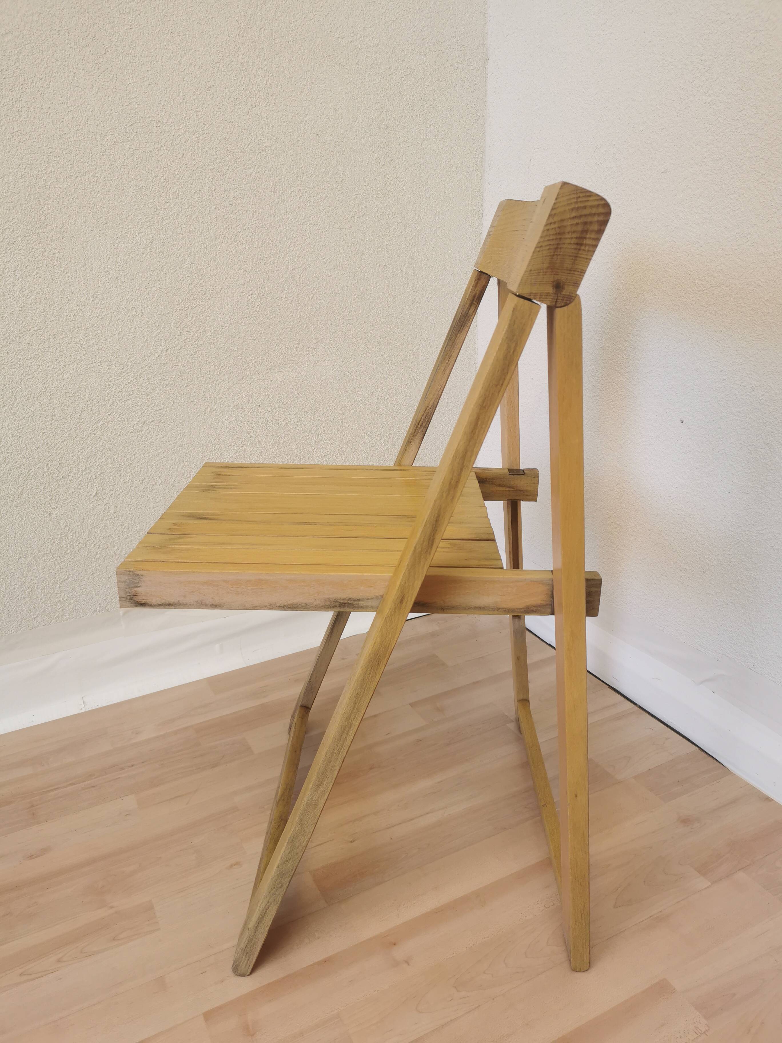 Vintage Aldo Jacober Folding Wooden Chair: Mid-Century Trieste Stool