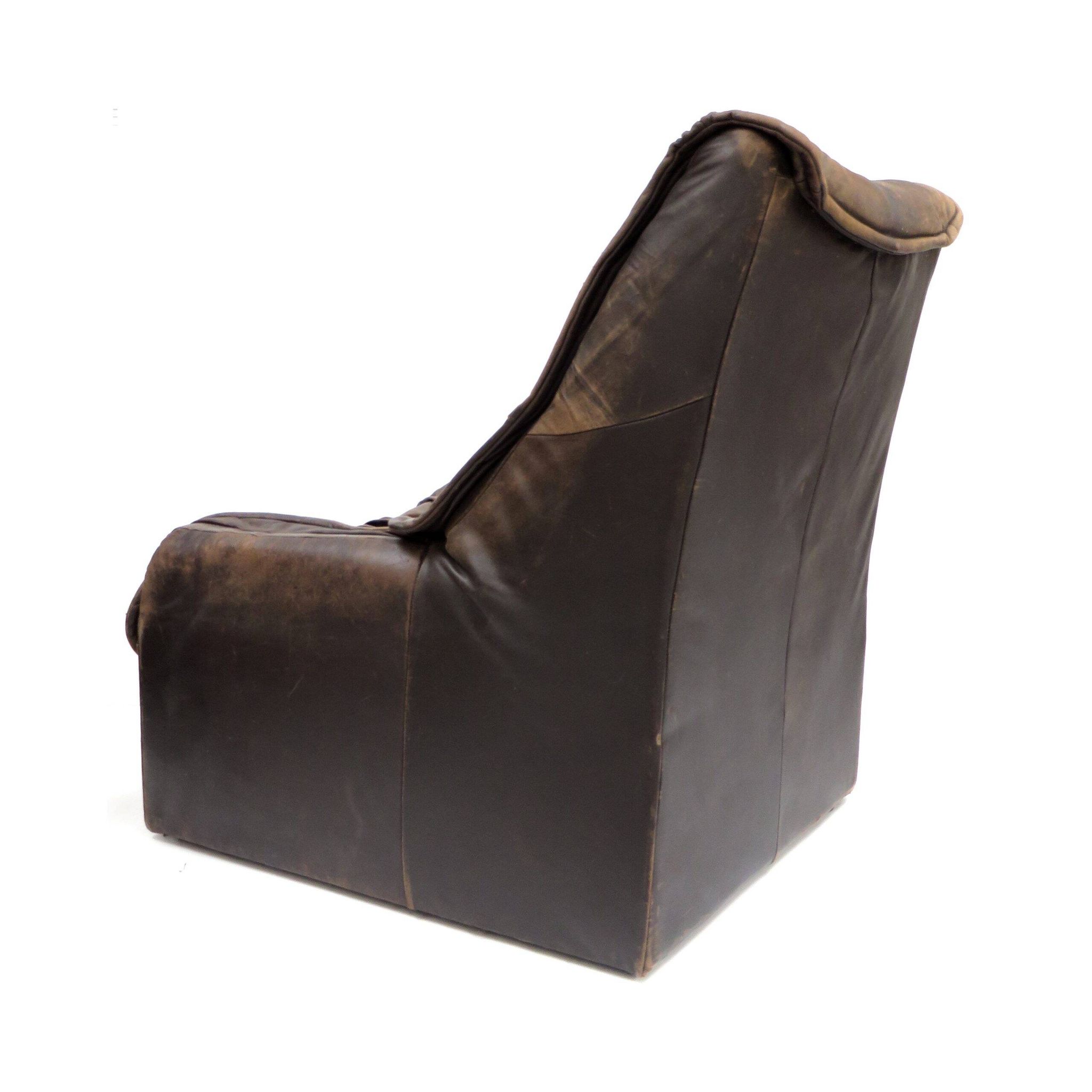 Vintage leather Brutalist armchairs