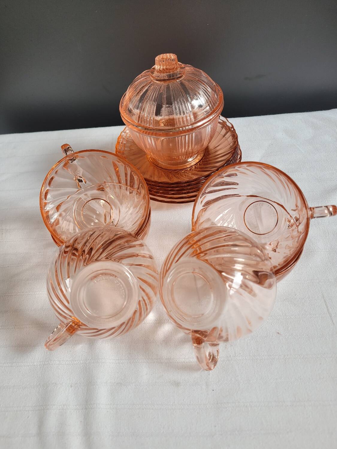 Rosaline cups and sugar bowl