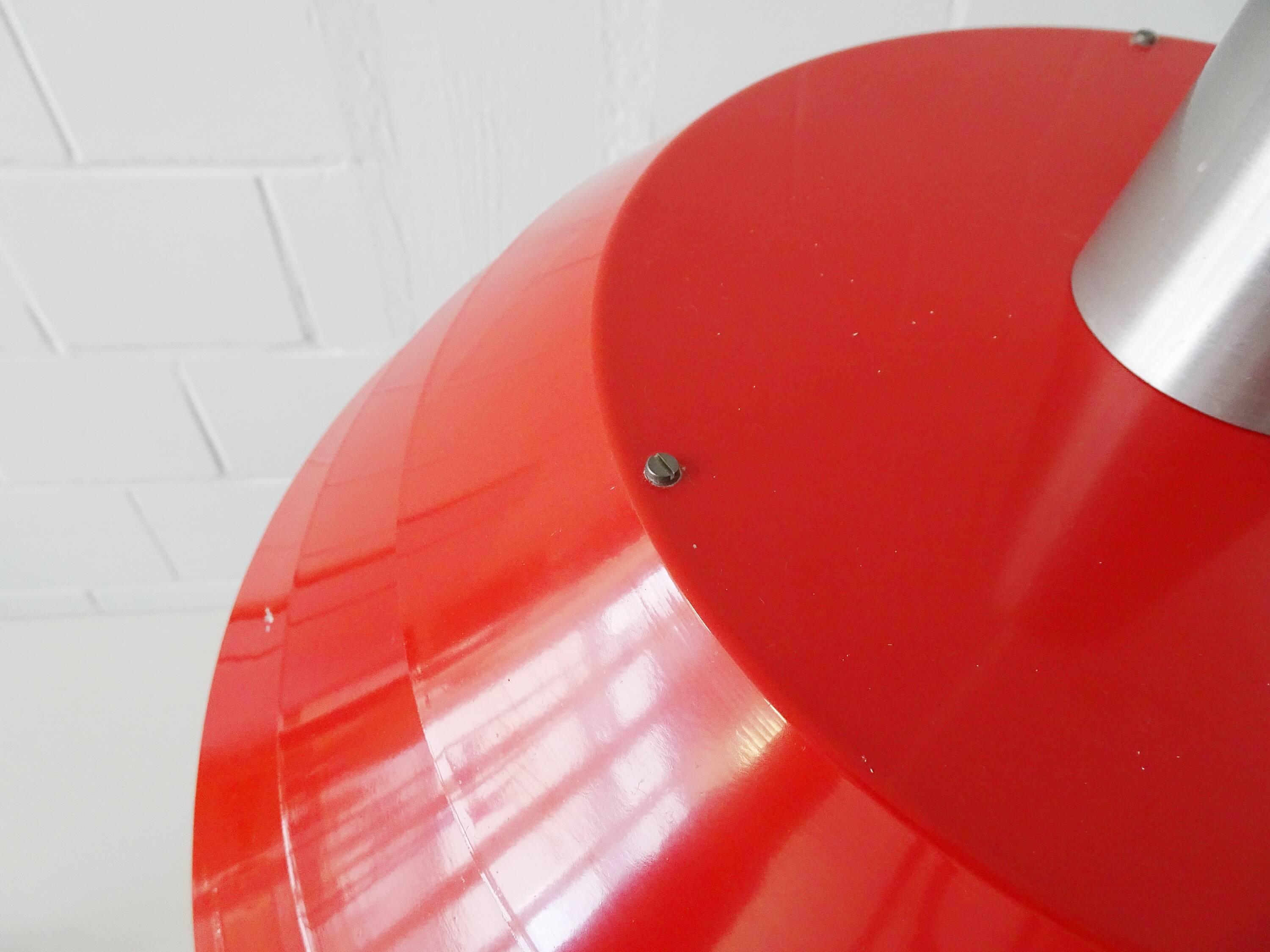 Metal hanging lamp red Mid Century Scandinavian design, pendant light