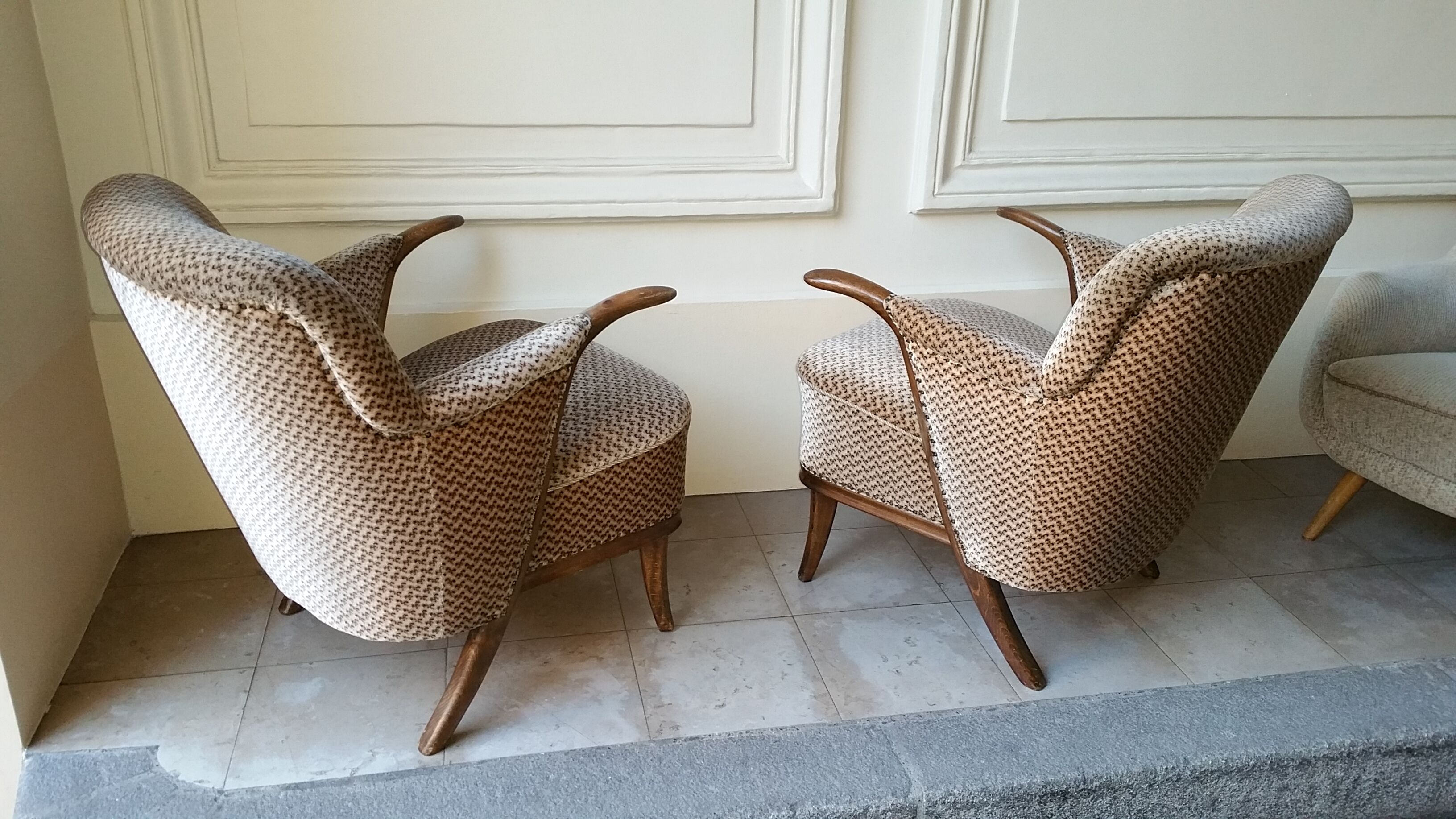 Lot of 2 armchairs sculptural 50 60 years