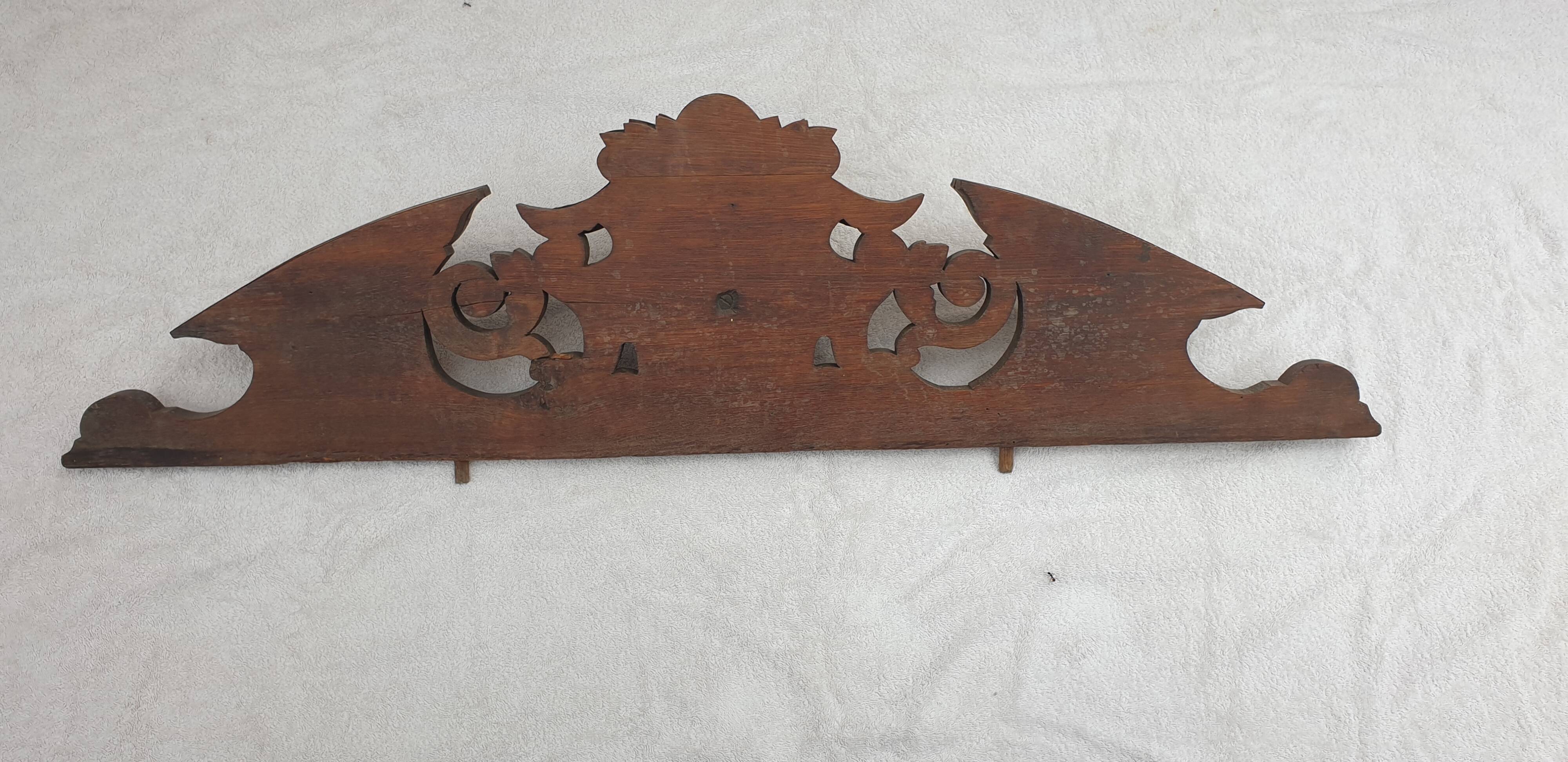 Large natural wood pediment