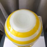 Opaline ball vase stripes bayaderes white and yellow