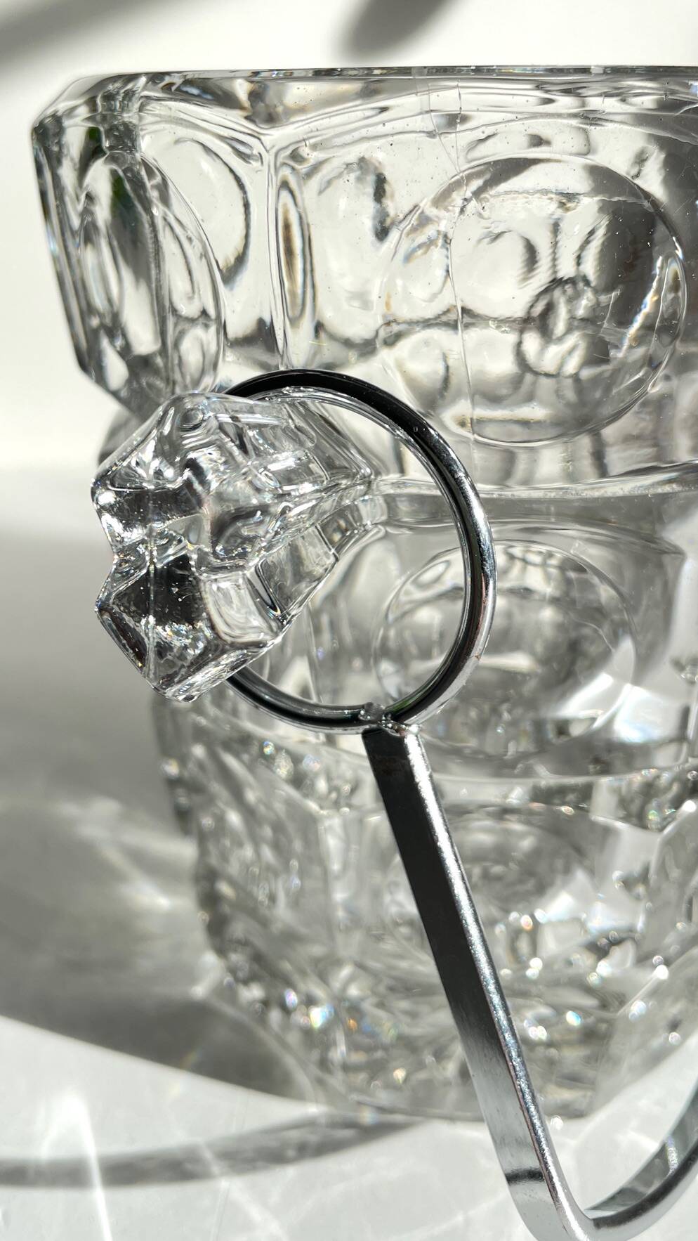 SEAU à Glace Cristal Ciselé et PINCE Vintage