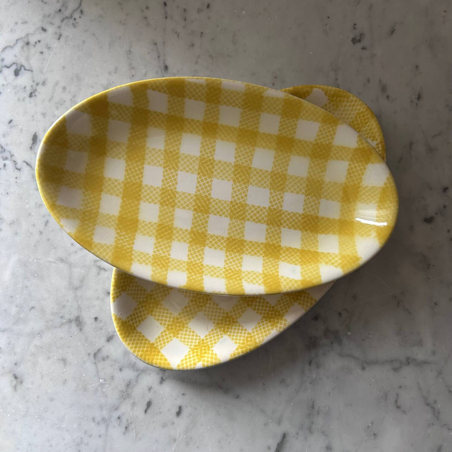 Pair of earthenware serving dishes from Salins pottery