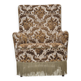 1960s, Danish highback armchair, furniture velour fabric, ash wood.