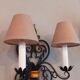 Pair of vintage wrought iron wall lamps year 40 neo-classical style