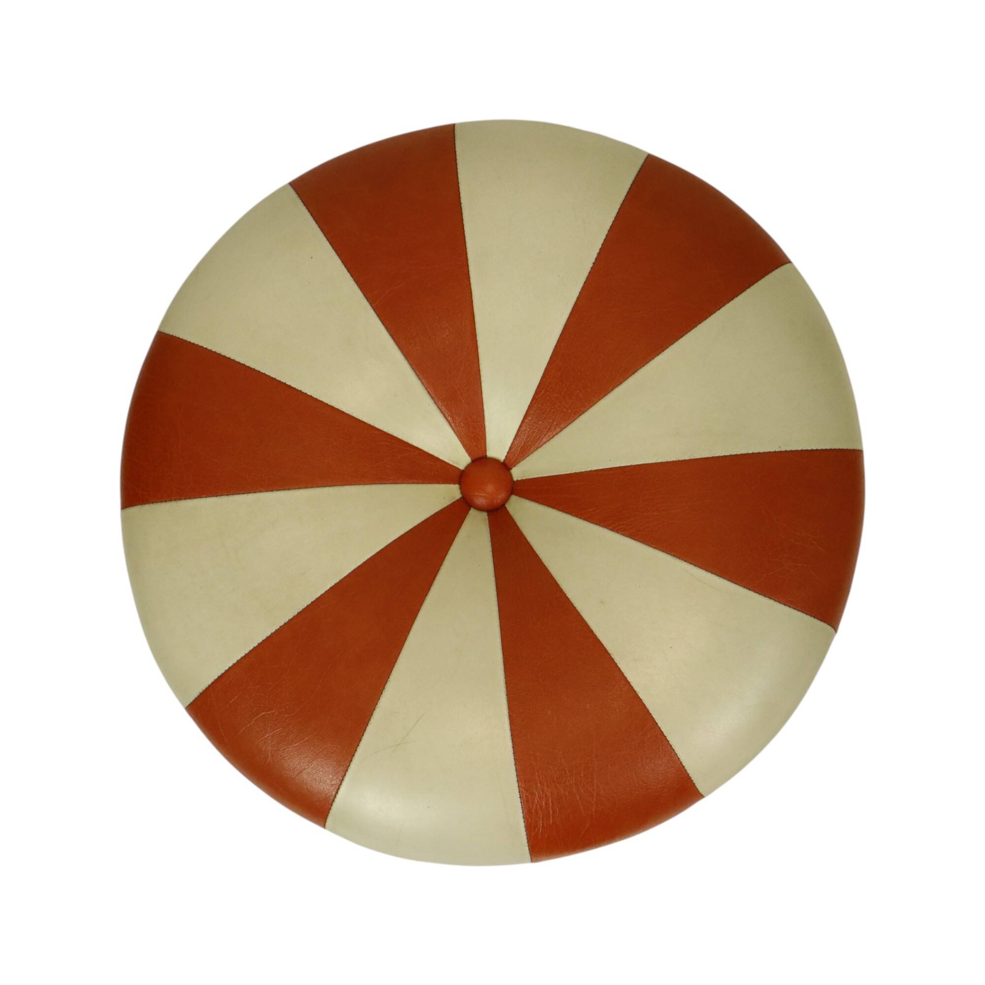 Round Vintage Pouf Orange Cream Two-Tone Skai Sixties
