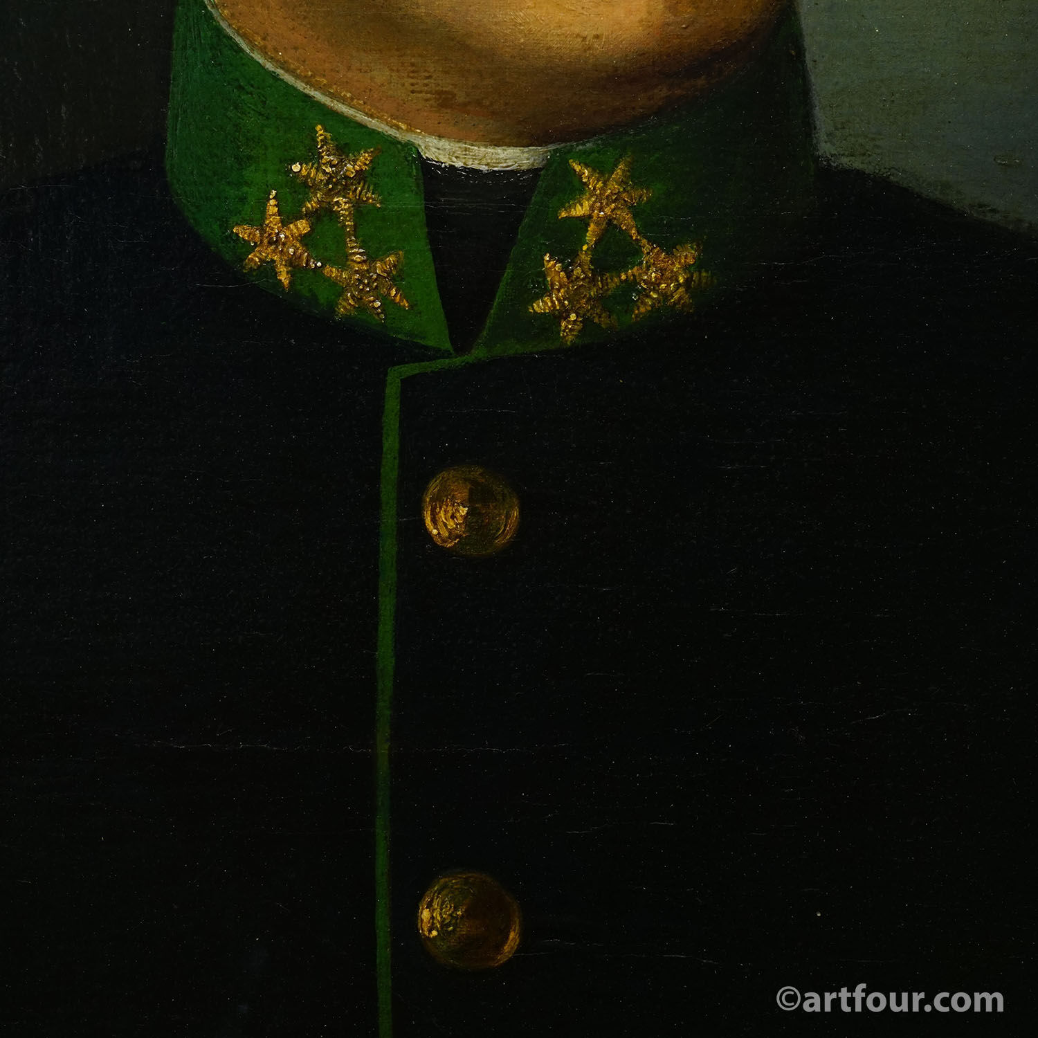 Old oil painting, portrait of a folkloric Austrian man, Vienna 1892.