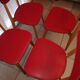 Set of 4 Vintage Chairs – 50s/60s Design – Red Faux Leather – Stackable
