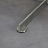 Mid-century modern round chair in teak, leather and steel, 1960s