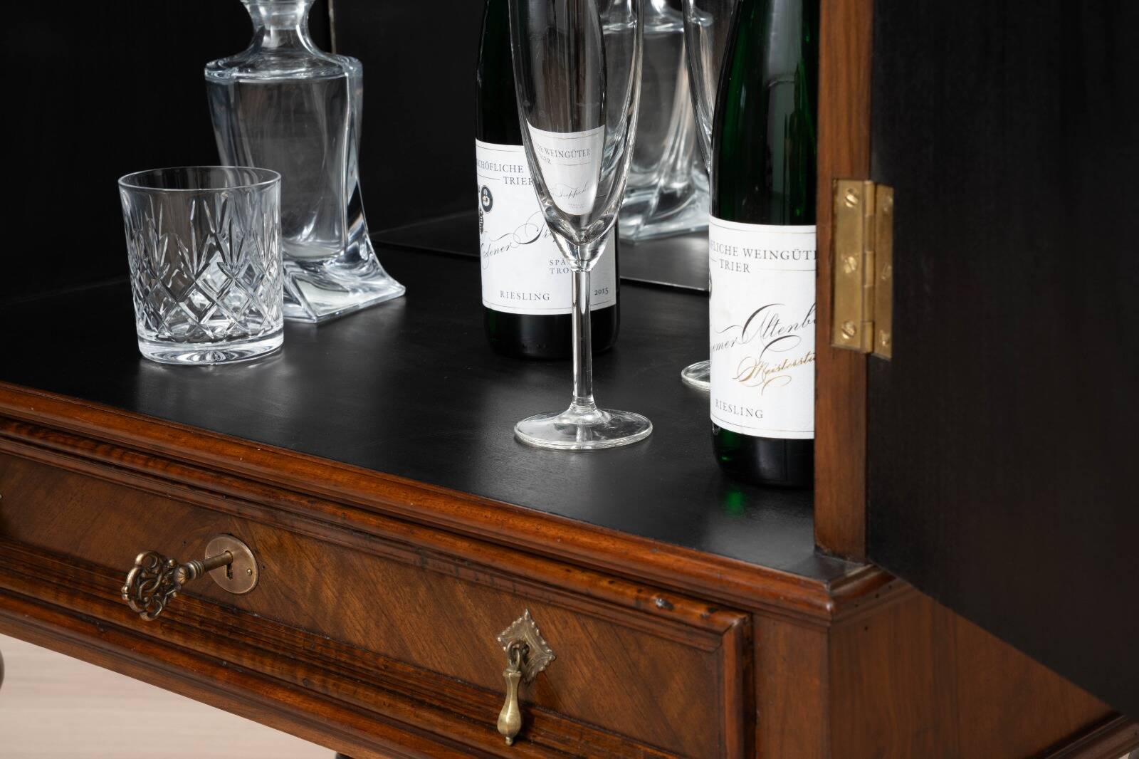 Neo-Baroque German Walnut Cocktail Cabinet, 1900s