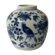 China blue white pot with butterfly bird décor nineteenth signature 4 characters