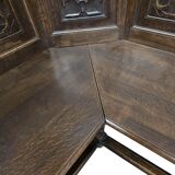 Vintage corner bench in wood in Henri II style