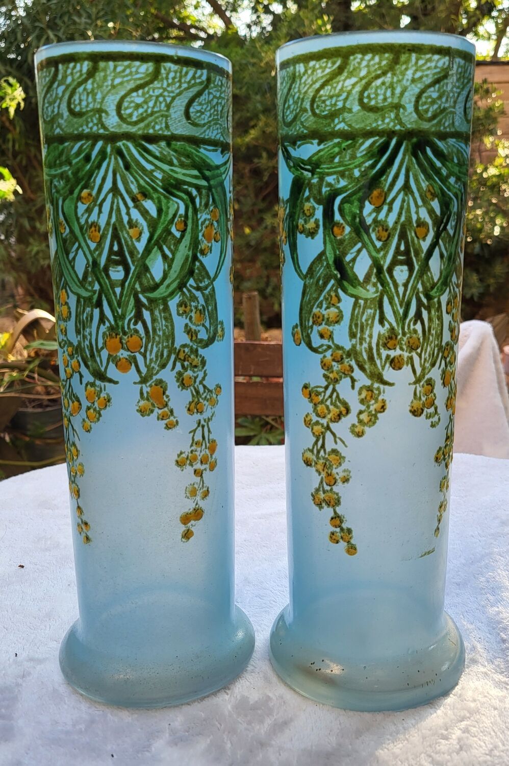 Pair of Legras art nouveau vases